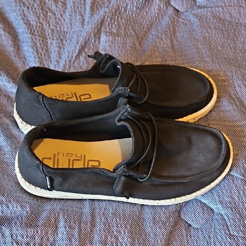Hey Dude Womens Black Slip-On Loafers